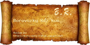 Borovszky Rókus névjegykártya